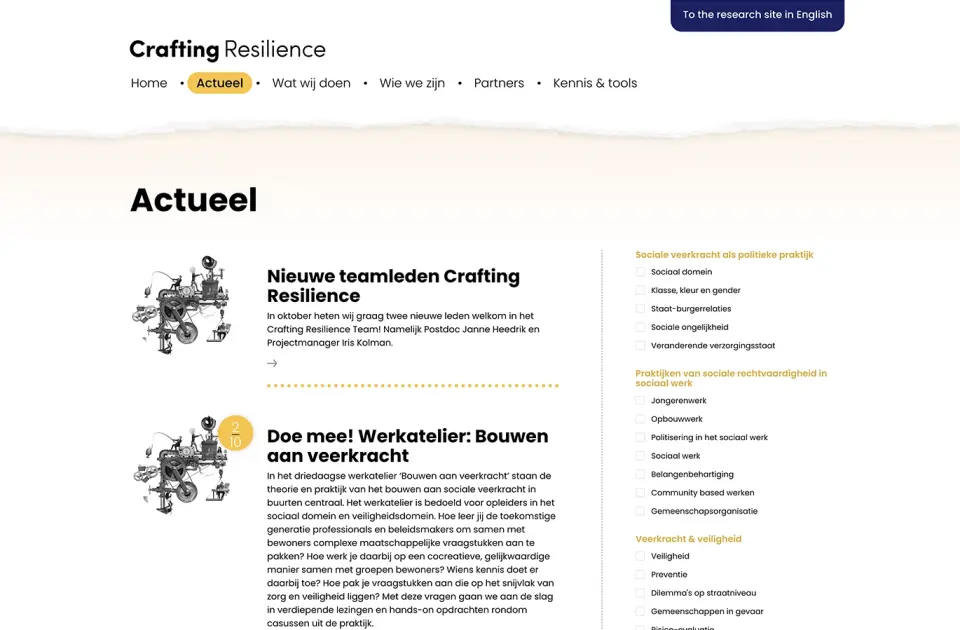 Crafting resilience website   onderzoeksproject HvA