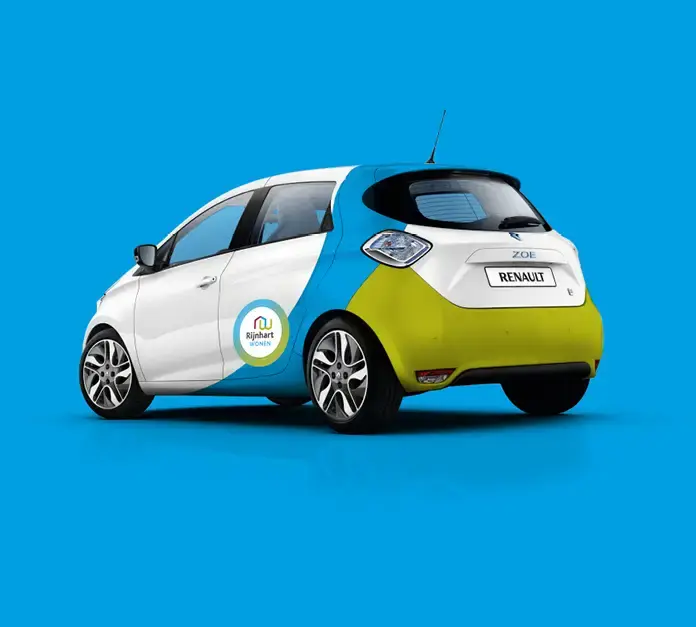 Rijnhart wonen   huisstijl auto belettering communicatie